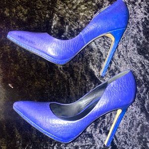 Genuine Leather Blue Heels
